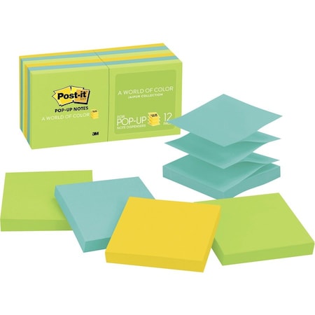Post-It Note, Popup, 3X3, 12Pk, Assrtd Pk MMMR33012AU